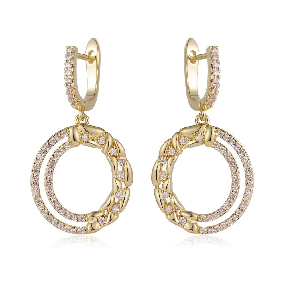 Double Hoop Drop Earrings - Picture 1 of 8